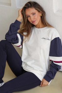 Active Tops Tees: Varsity Long Sleeve T-Shirt