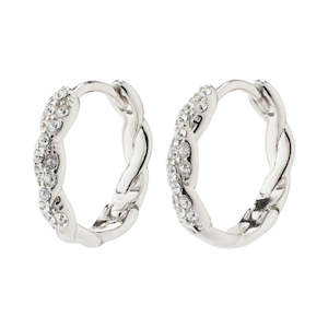 Ezo Twirl Crystal Hoops | Silver