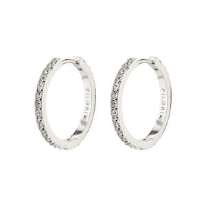 Pilgrim: Ebna Med Crystal Hoops | Silver Plated