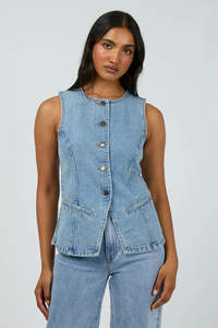 All About Eve: Lena Denim Vest | Light Blue