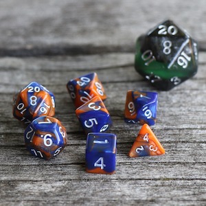 Mini Dice: Mini RPG Dice - Blend Blue Orange - Set of 7