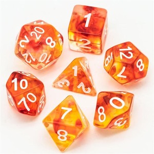 Rpg Dice Sets: RPG Dice | "Stained Glass" Red & Yellow | Set of 7