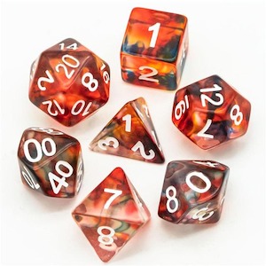 Rpg Dice Sets: RPG Dice | "Stained Glass" Red & Blue | Set of 7