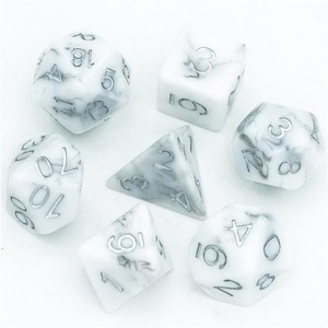 Rpg Dice Sets: RPG Dice | "White Marble" | Set of 7