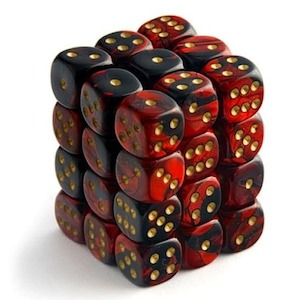CHX 26833 Gemini 12mm d6 Black-Red/gold Block