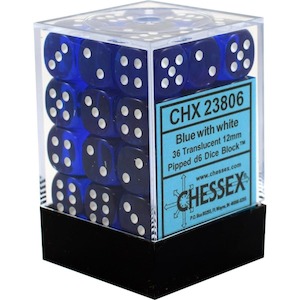 D6 Dice Sets: CHX 23806 Translucent 12mm d6 Blue/white Block