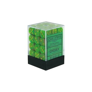 D6 Dice Sets: CHX 27915 Vortex 12mm d6 Slime/Yellow Block (36)
