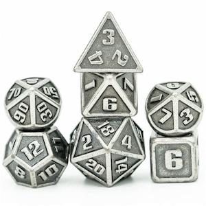 Metal Dice: Metal Dice | Mini Silver | Set of 7