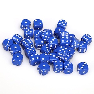 Chessex: CHX 25806 Opaque 12mm d6 Blue/White Block (36)