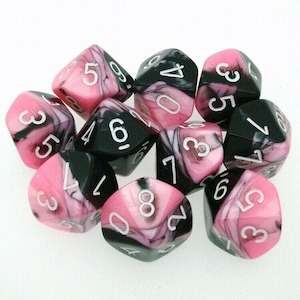 CHX 26230 Gemini Polyhedral Black-Pink/White Set of Ten d10s