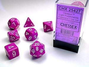 Chessex: CHX 25427 Polyhedral Opaque Light Purple/white 7-Die Set