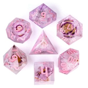 New Dice Shipment: RPG Dice | "Suspended Daisy" (Sharp Edged) | Set of 7