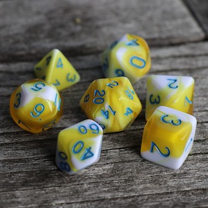 Dice For Trademe Listings: RPG Dice | "Butter Popcorn" | Set of 7