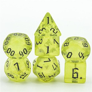 Acrylic Dice: RPG Dice | "Firefly Thorns" Black Ink | Set of 7