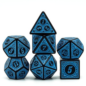 Acrylic Dice: RPG Dice | "Blue Alchemy" | Set of 7