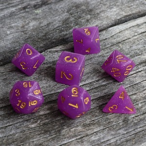 Hd Dice: RPG Dice | Translucent Purple Glitter | Set of 7