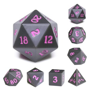 Sharp Edged Dice: RPG Dice | Slate w/ Purple Ink (Sharp Edged) | Set of 7