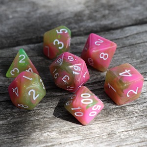 Featured Dice: Polyhedral Dice Set | Acrylic | Apple Taffy | Set of 7 (D0125)