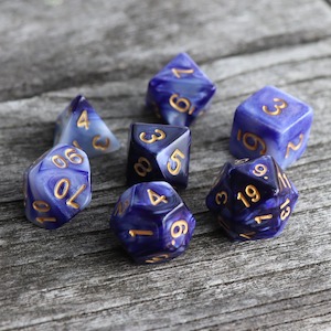Featured Dice: Polyhedral Dice Set | Acrylic | Blend Purple White | Set of 7 (DS0048)