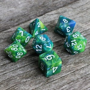 Featured Dice: Polyhedral Dice Set | Acrylic | "Fae Sea" | Set of 7 (D0054)