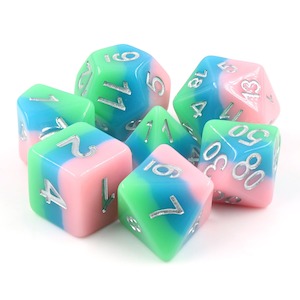 Dice For Trademe Listings: Polyhedral Dice Set | Acrylic | Pastel "Wonderland" | Set of 7 (D0132)