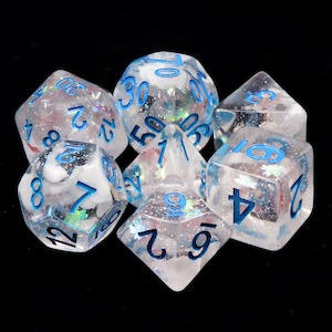 Hd Dice: Polyhedral Dice Set | Resin | "Furious Blizzard" (Blue Ink) | Set of 7 (D0023)