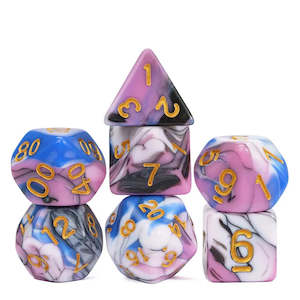 Latest Dice: Polyhedral Dice Set | Acrylic | PRIDE - Genderfluid | Set of 7 (D0169)