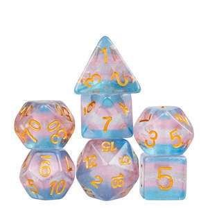 Latest Dice: Polyhedral Dice Set | Resin | "Pride Flags" Transgender (Glittery) | Set of 7 (D0162)
