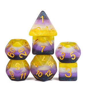 Polyhedral Dice Set | Resin | "Pride Flags" Non-binary (Frosted) | Set of 7 (D0157)