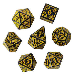 Polyhedral Dice Set | Acrylic | "Celtic Knot" Yellow | Set of 7 (D0202)