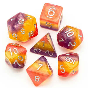 Rpg Dice Sets: Polyhedral Dice Set | Resin | "Sunrise Clouds" | Set of 7 (D0174)