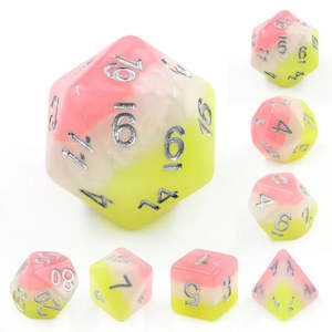 Rpg Dice Sets: Polyhedral Dice Set | Resin | "Sweet Sorbet" | Set of 7 (D0176)