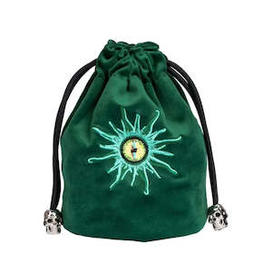 Dice Accessories: Dice Bag | Flannel Drawstring | Green Demon's Eye (A07)