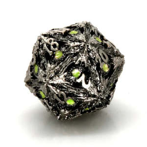 RPG Dice | Hollow Metal | Devil's Eye - Green Eyes | Single Die (D0254)