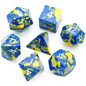 Polyhedral Dice Set | Gemstone | Howlite Blue & Yellow | Set of 7 (D0213)