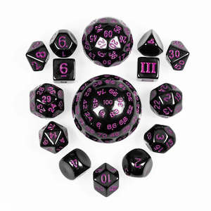 Polyhedral Dice Set | Acrylic | D3 to D100 - Purple | Set of 15 (D0192)