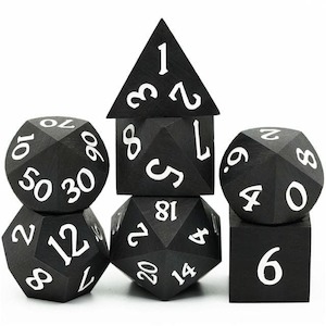 Wooden Dice: RPG Dice Set | Wooden Dice | Ebony | Set of 7