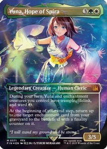 High End: Yuna, Hope of Spira (Borderless) (Chocobo Track Foil) |  Foil (571) [FINAL FANTASY]
