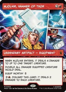 High End: Mjolnir, Hammer of Thor (Borderless) (0303) |  Foil (303) [Marvel Super Heroes]