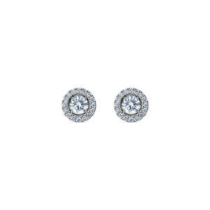 Aurora Diamond Studs Platinum with Halo Accessory
