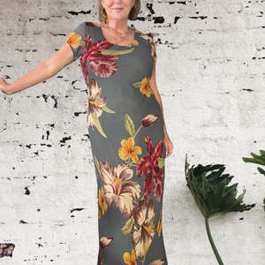 Spring: Hibiscus Bias Cut Dress Size 12 -14