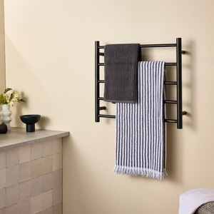 Heated Towel Rails: Straight Round Towel Warmer 5 Bar Ladder