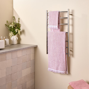 Heated Towel Rails: Curved Round Narrow Towel Warmer 7 Bar Ladder