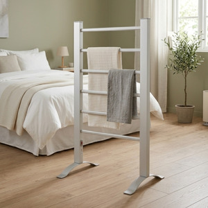 Heated Towel Rails: Free Standing Towel Warmer 6 Bar Silver