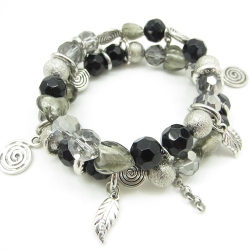 Products: Double black and clear beaded bracelet