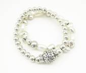 Products: Hearts, pearls and silver koru ball bracelet