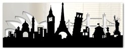 Products: World travel scene with icons of travel