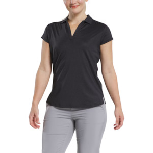 Footjoy: FootJoy Women's Cap Sleeve Print Shirt | Black Animal Print