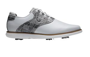 Womens Footwear: FootJoy Womens Traditions Golf Shoes White/Dark Multi Print