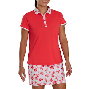 Womens Apparel: FootJoy Floral Trim Short Sleeve Womens Polo